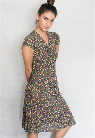 MULTI- COLOURED MESH SKATER DRESS CROCHET FESTIVAL