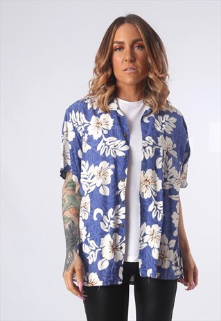 PRINT PATTERNED SHIRT OVERSIZED FITTED UK 14 (53R)