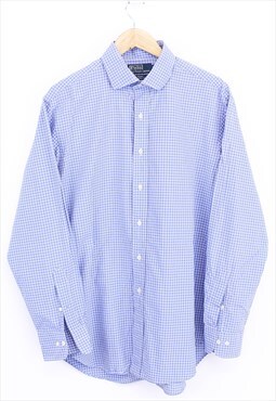Vintage Polo Ralph Lauren Check Shirt Blue White Button Up