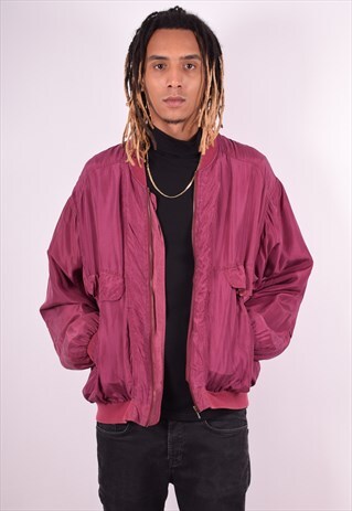 MENS VINTAGE BOMBER JACKET XL MAROON 90S