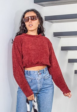 Vintage 90s grunge reworked cropped chunky knitted jumper