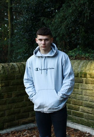 VINTAGE BABY BLUE CHAMPION HOODIE