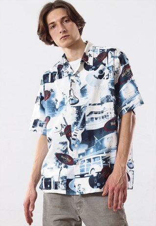 90S VINTAGE MENS HARD ROCK CAFE HAWAIIAN ALOHA SHIRT