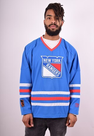 MENS VINTAGE NEW YORK RANGERS JERSEY SMALL BLUE 90S