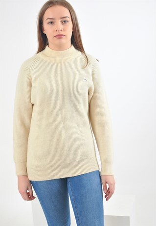 VINTAGE FUNNEL NECK JUMPER IN BEIGE