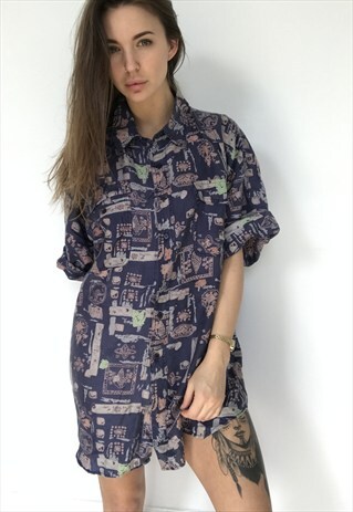 PATTERNED OVERSIZED RETRO VINTAGE UNISEX FESTIVAL SHIRT