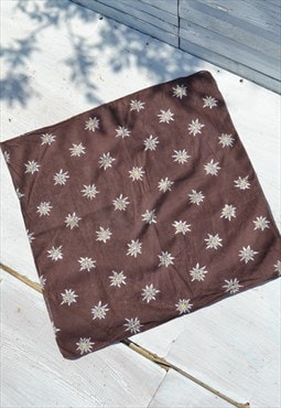 Vintage brown floral cotton scarf,bandana,foulard,neck scarf