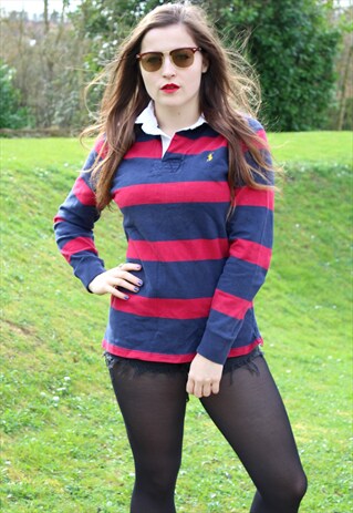 VINTAGE 90S POLO RALPH LAUREN USA RUGBY SHIRT - MEDIUM