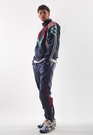 VINTAGE ADIDAS ORIGINALS JACKET AND PANTS 90S BLUE RED GREEN