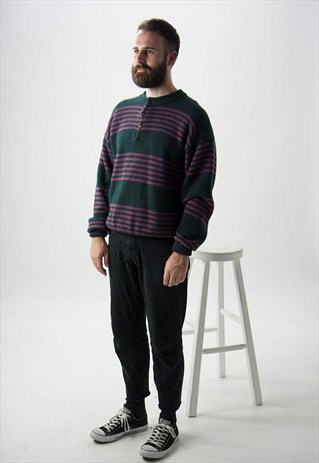 OVERSIZED STRIPPED JUMPER / GREEN AND PURPLE SWEATER