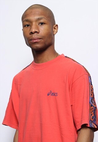 VINTAGE ASICS TAPE LOGO T-SHIRT RED