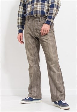 Camel vintage Y2K jeans bootcut striped denim men W36 L32