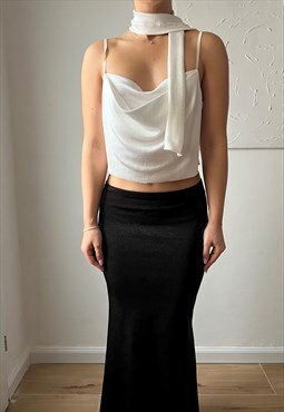 Vintage Reworked draped fabric tank top in shiny white