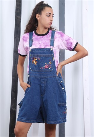 VINTAGE 90S DISNEY TIGGER DENIM SHORT DUNGAREES OVERALLS.
