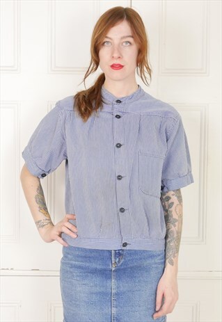 80S OVERSIZED DENIM BLOUSE SHIRT