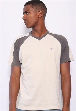 VINTAGE CHAMPION LOGO T-SHIRT BEIGE