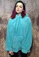 FLEECE HOODIE LOOSE FIT FLUFFY PULLOVER HOODED JUMPER TEAL