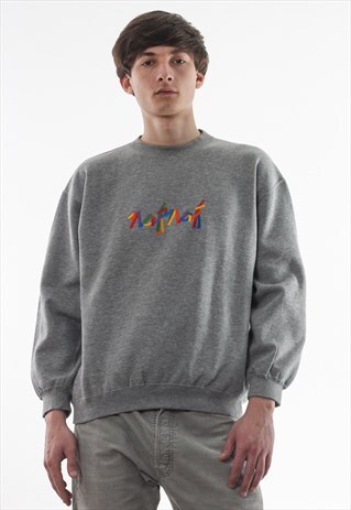 VINTAGE NAF NAF CREW NECK 90S GREY BIG LOGO