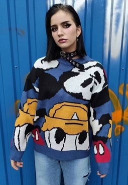 Dead stock Mickey mouse knitted sweat Donald sweatshirt