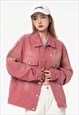 PINK DENIM JACKET VINTAGE WASH VARSITY BUTTERFLY JEAN BOMBER