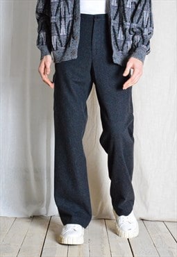 Y2K Dark Grey Wool Blend Mens Cargo Pants