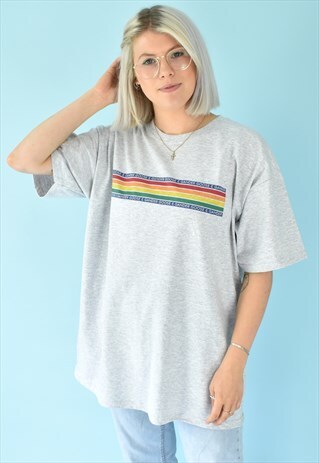 G&G UNISEX HEATHER GREY CHUNKY RAINBOW S/S TEE
