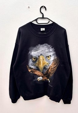 Vintage Gildan eagle black nature sweatshirt large 