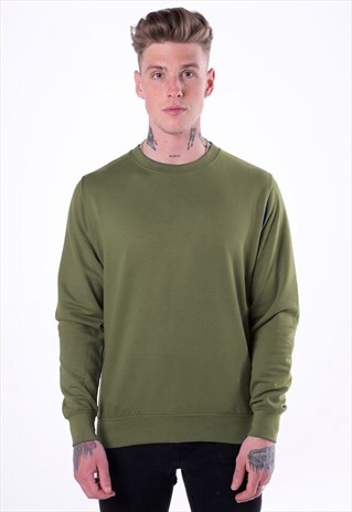ESSENTIAL BLANK JUMPER SWEATER PULLOVER - KHAKI GREEN