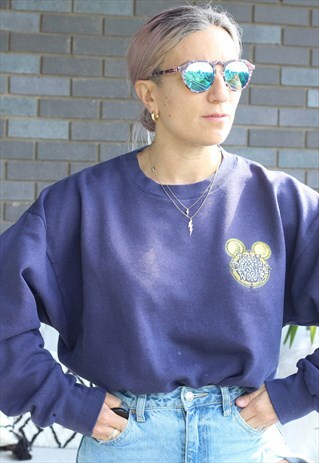 VINTAGE 1990S WALT DISNEY WORLD NAVY OVERSIZED SWEATSHIRT