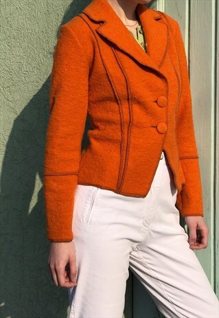 MADE IN SLOVAKIA BRIGHT ORANGE WOOL JACKET