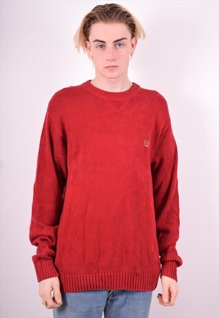 TOMMY HILFIGER MENS VINTAGE JUMPER SWEATER XL RED 90'S
