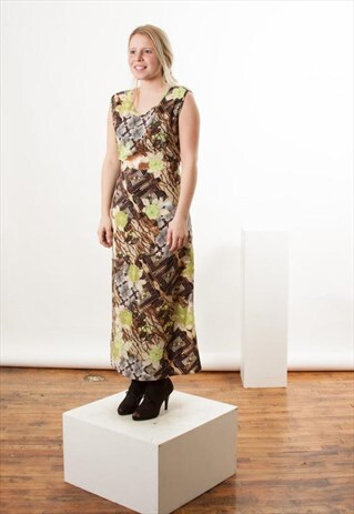 ON SALE MAXI ABSTRACT DRESS / SLEEVELESS FLORAL DRESS