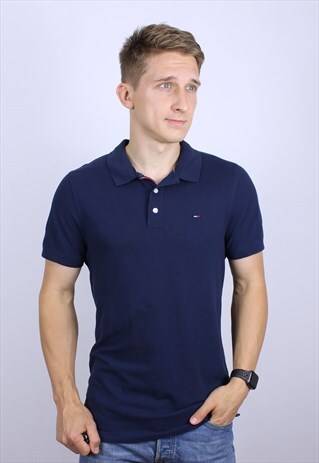 VINTAGE POLO TOMMY HILFIGER MENS LOGO T-SHIRT TOP