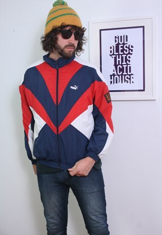 PUMA 90'S VINTAGE SHELL TRACK TOP , OVER SIZED ,MEDIUM