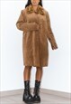 90S VINTAGE LEATHER TRENCH COAT WITH A FAUX FUR COLLAR