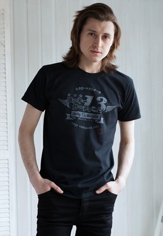 JAPANESE T SHIRT - LUCKY 13 JAPAN - LUCKY THIRTEEN RETRO RAD