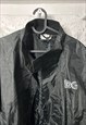 90S BLACK PVC RAIN WATERPROOF PARKA JACKET - S - M