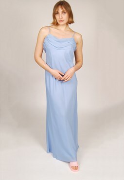 Vintage Princess Dress (L) blue 90s chiffon pastel ditzy y2k