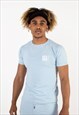MENS SKY BLUE LOGO EMBROIDERY SHORT SET