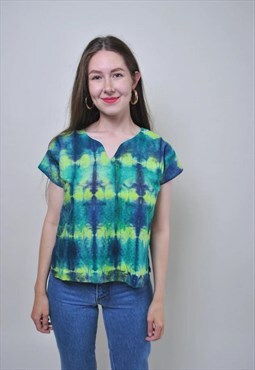 Vintage acid festival blouse, 90s multicolor rave shirt 
