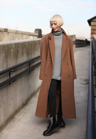 VINTAGE 80'S OVERSIZE WOOL OVERCOAT IN BEIGE