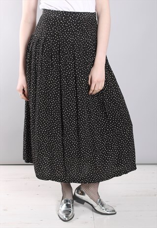 VINTAGE 80S POLKA DOT TEXTURED PLEATED MIDI SKIRT