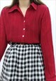 90S VINTAGE RED COLLARED PLEATED PLISSE SHIRT