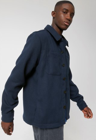 54 FLORAL BRUSHED JERSEY OVER SHIRT JACKET - NAVY BLUE