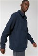 54 Floral Brushed Jersey Over Shirt Jacket - Navy Blue