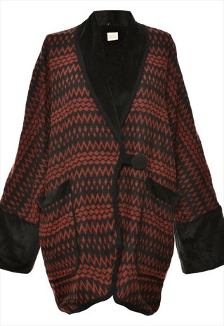 BEYOND RETRO VINTAGE SINGLE BREASTED ORANGE & BLACK PATTERNE