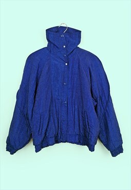  80's Oversized Puffy Jacket Electric Blue Broad Shoulders