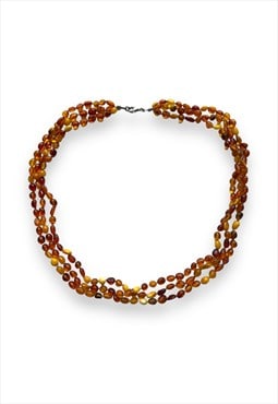 Vintage Amber Necklace Stone strand Orange