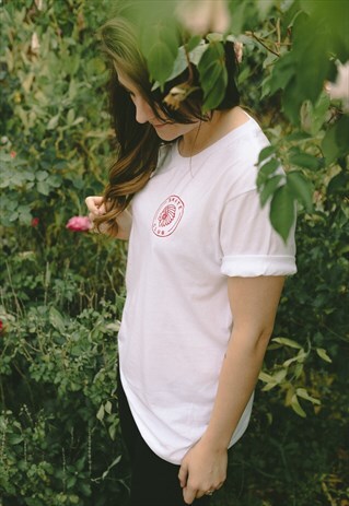 SHORT-SLEEVED WHITE TSHIRT VELVET SKATE CLUB GRAPHIC PRINT