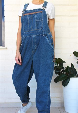 MID BLUE DENIM CASUAL FIT DUNGAREES